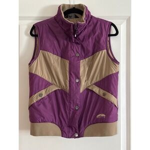 Golite Colorblock Insulated Snap Front Puffer Vest Purple Tan Size M